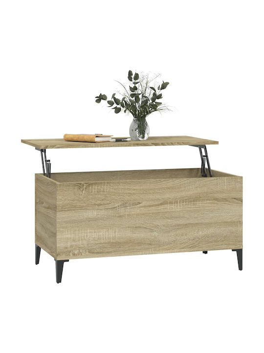 Rectangular Central Wooden Coffee Table with Lifting Mechanism Sonoma M90xW44.5xH45cm