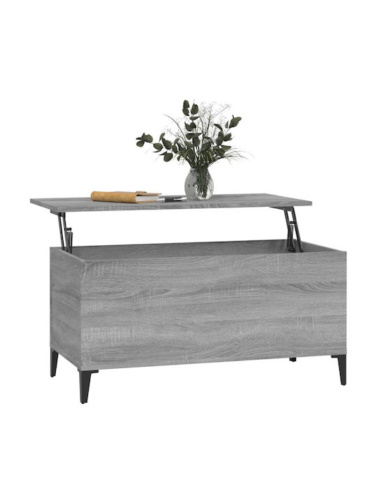 Rectangular Central Wooden Coffee Table with Lifting Mechanism Gray 90x44.5x45 cm