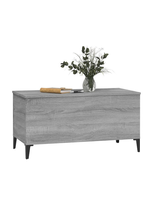 Rectangular Central Wooden Coffee Table with Lifting Mechanism Gray 90x44.5x45 cm