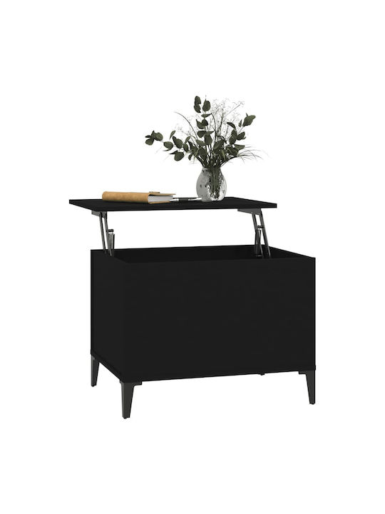 vidaXL Kaffeetisch Zentral Rechteckig Aus Holz Mit Hebemechanismus Schwarz M60xB44,5xH45cm