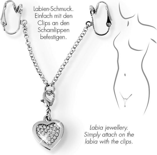 CyprusLoveShop Σφιγκτήρες Θηλών Intimate Heart-Shaped Chain Silver