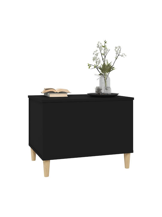 Rectangular Central Wooden Coffee Table with Lifting Mechanism Black 60x44.5x45 cm
