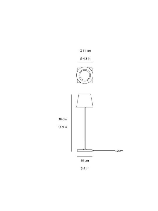 Zafferano Poldina Metall Tischlampe LED mit Schwarz Schirm und Basis