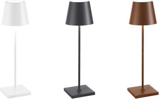 Zafferano Poldina Metal Table Lamp LED with Black Shade and Base