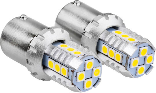 AMiO Λάμπες Αυτοκινήτου BA15S / P21W / R10W / R5W 16xSMD 3030 Canbus LED Λευκό 12-24V 2τμχ /AM