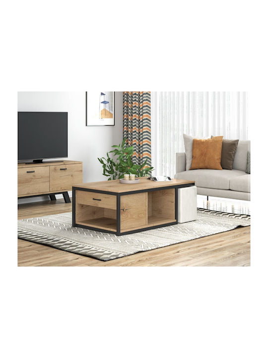 Rectangular Central Coffee Table No 17 Wooden with Drawers Honey M119xW66.5xH38cm