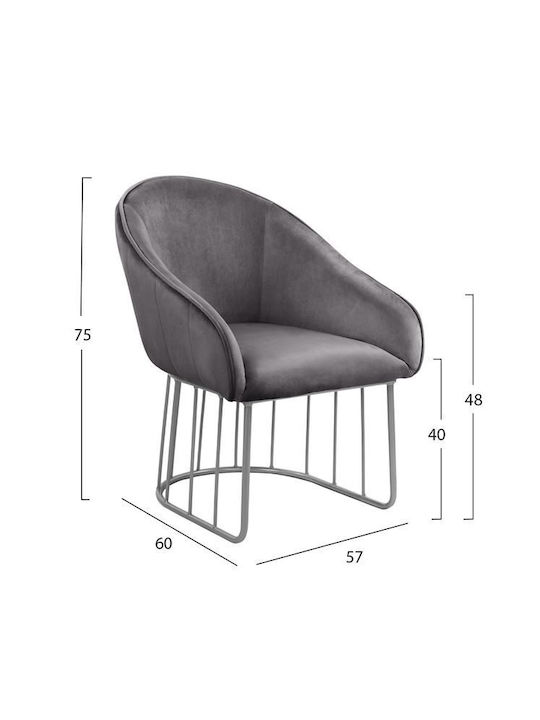 Cody Sessel Samt Grey 57x60x75cm