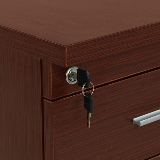 Büroaufbewahrungsschublade Vance Holzschatten Wenge mit Schloss 40x46x75cm