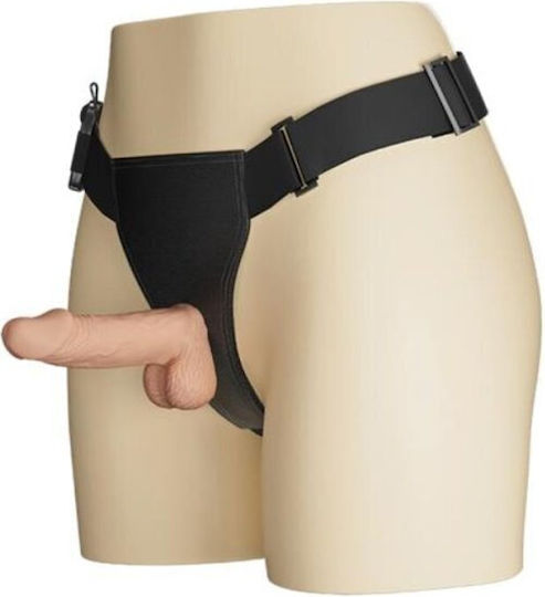 Baile Ultra Passionate Harness Harness με Dildo 19.4cm και Δόνηση στο χρώμα του δέρματος