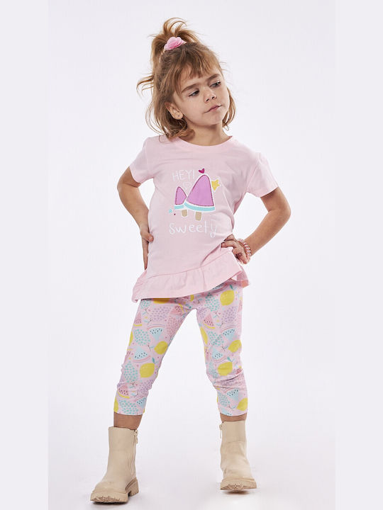 Εβίτα Kids Set with Leggings Summer 2pcs Pink