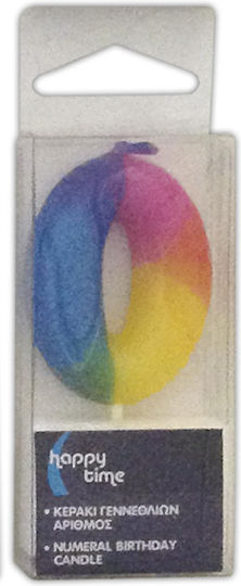 Procos Happy Time Geburtstagskerze Nummer "0" Bunt 82551