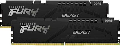 Kingston Fury Beast 64GB DDR5 RAM cu 2 module (2x32GB) și Viteză 5200 pentru Desktop