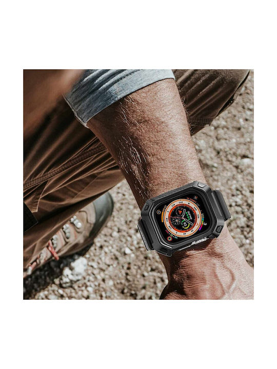 Supcase Unicorn Beetle Pro & Tempered Glass Μεταλλική Θήκη σε Μαύρο χρώμα για το Apple Watch Ultra 49mm
