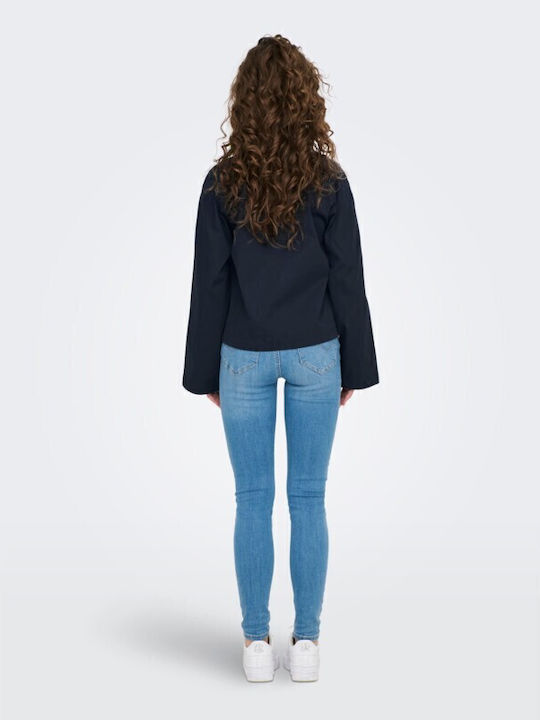 April Women's Navy Blue Coat with Buttons