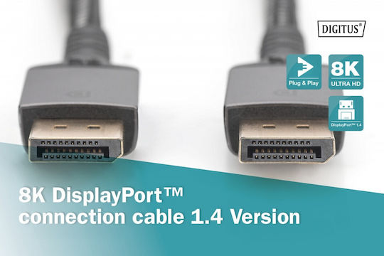 Digitus Cable DisplayPort male - DisplayPort male 1m Μαύρο (DB-340201-010-S)