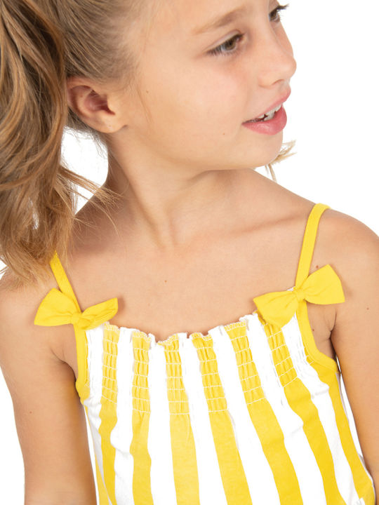 Children's Dress Sleeveless Striped Yellow