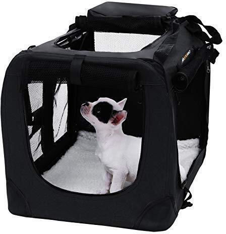 Songmics Dog Kennel Geantă de mână pentru transport câine Neagră M70xL52xA52cm.