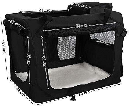 Songmics Dog Kennel Geantă de mână pentru transport câine Neagră M70xL52xA52cm.