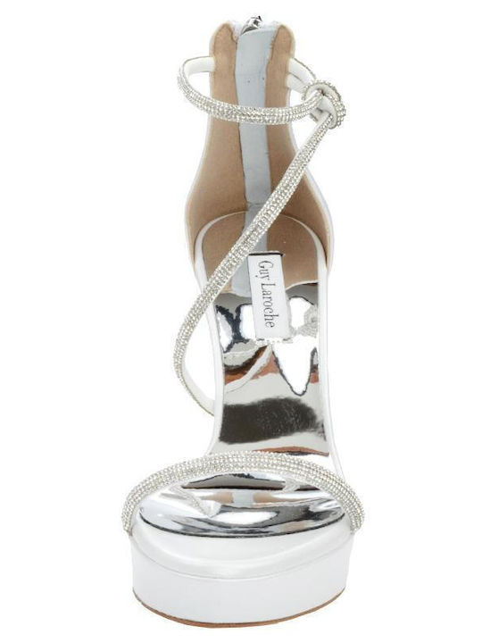 Guy Laroche Leder Damen Sandalen mit Chunky hohem Absatz in Weiß Farbe