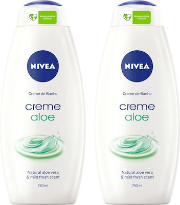 Nivea Creme Aloe Shower Cream 2x750ml