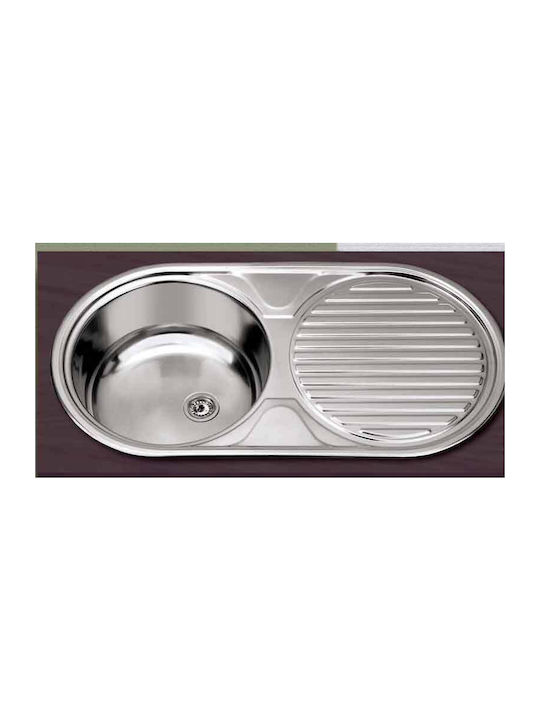 Gloria Dueto-Rodi Ι Ένθετος Νεροχύτης Inox Σατινέ Μ84xΠ44cm Ασημί