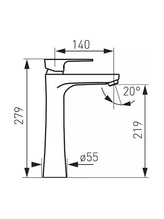 Ferro Algeo Mixing Tall Sink Faucet Silver