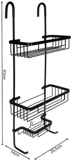 Malatec 000 An der Wand montiert Badezimmerregal Metallisch mit 3 Regalböden 28.5x14x63cm Schwarz