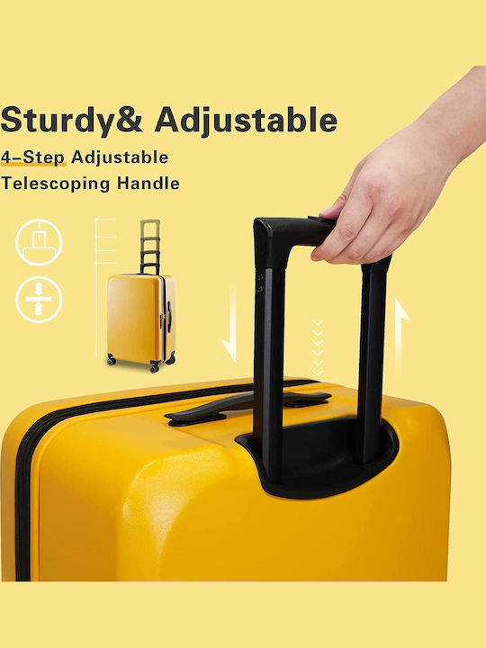 Verage Freeland Medium Travel Suitcase Hard Yellow with 4 Wheels Height 69cm