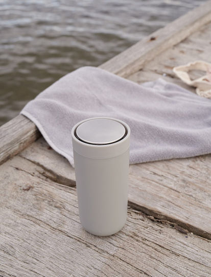 Stelton To Go Click Thermal Ποτήρι Θερμός Ανοξείδωτο 400ml Soft Light Grey
