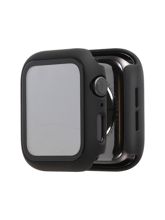 Sonique Plastic Case with Tempered Glass Silver Colour for Apple Watch 44mm