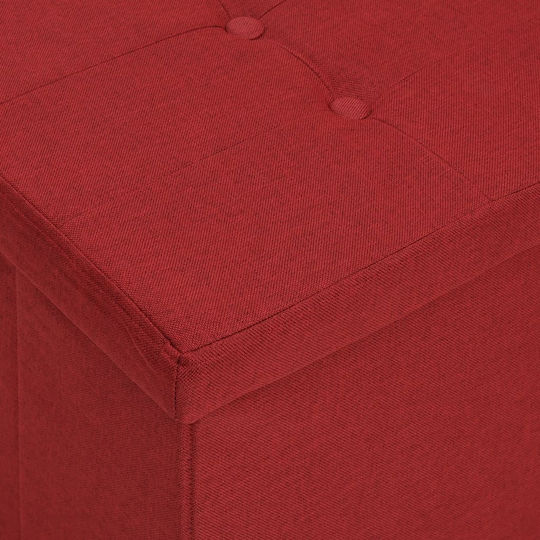 Taburet Cu Spațiu De Depozitare Tapițat Cu Țesătură Burgundă 110x38x38cm