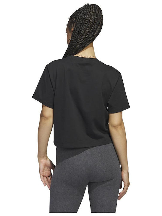 Adidas Γυναικείο Αθλητικό Crop T-shirt Μαύρο