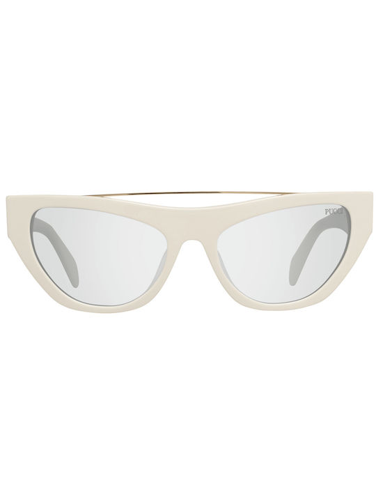 Emilio Pucci Women's Sunglasses with White Plastic Frame and Gray Lens EP0111 21A