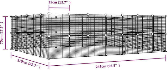 vidaXL Rodent Cage Rodent Cage with 52 Panels & Black Steel Door