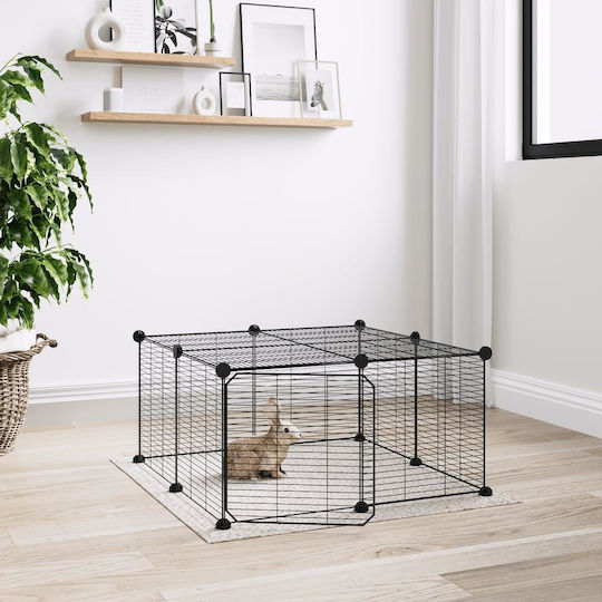 vidaXL Rodent Cage Pet Cage with 12 Panels + Black Door 70x70x35cm