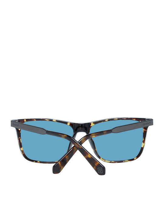 Herren Sonnenbrille mit Braun Schildkröte Gestell und Blau Linse