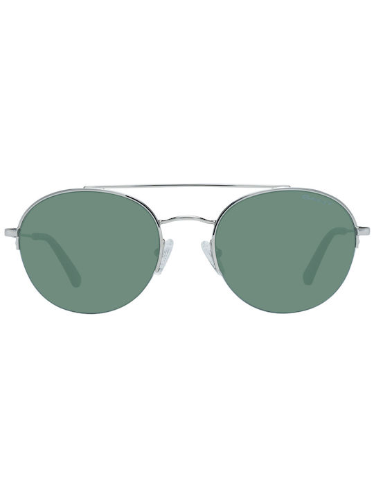 Gant Men's Sunglasses with Silver Metal Frame and Green Lens GA7113 10N