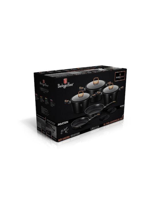 Berlinger Haus Black Rose Collection Σετ Μαγειρικά Σκεύη από Αλουμίνιο με Επίστρωση από Πέτρα 10τμχ