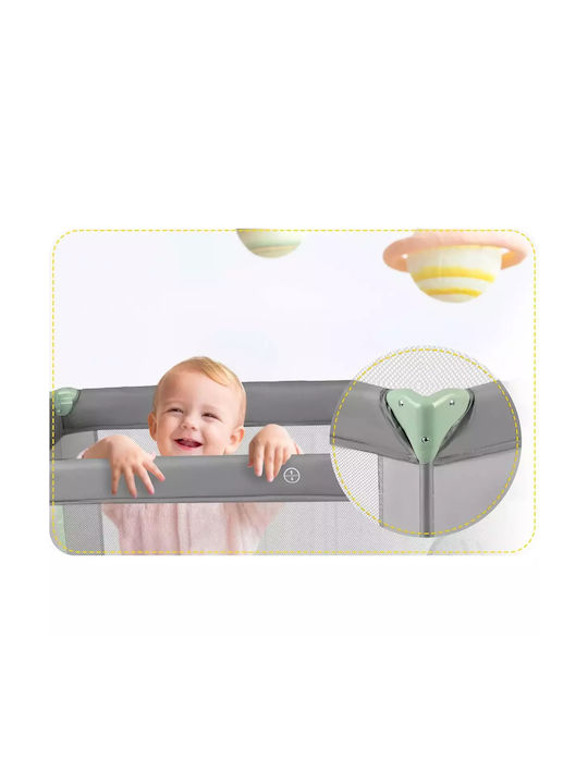Ricokids RK-240 Παρκοκρέβατο με Στρώμα Γκρι-Μέντα 125x65cm