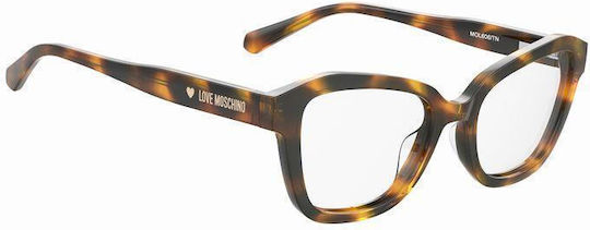 Moschino Women's Acetate Prescription Eyeglass Frames Brown Tortoise MOL606/TN 05L