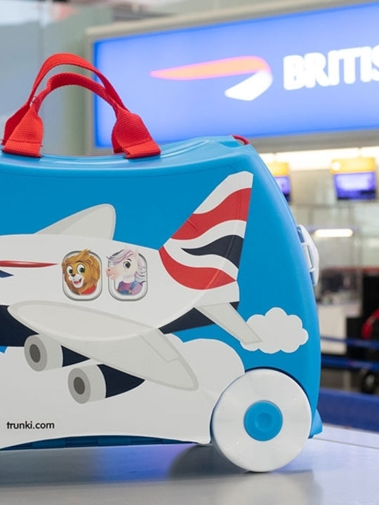 Trunki Amelia Aeroplane Παιδική Βαλίτσα Ταξιδίου Καμπίνας Σκληρή Γαλάζια με 4 Ρόδες Ύψους 31εκ.