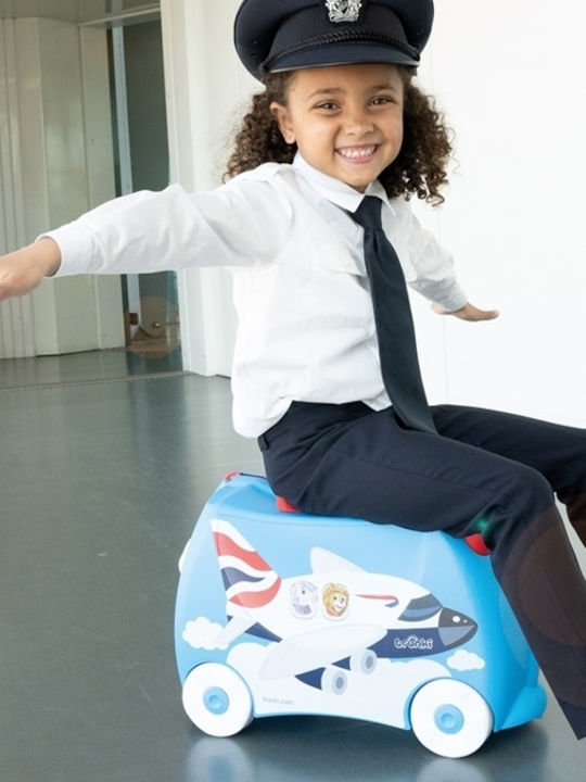 Trunki Amelia Aeroplane Παιδική Βαλίτσα Ταξιδίου Καμπίνας Σκληρή Γαλάζια με 4 Ρόδες Ύψους 31εκ.