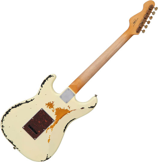 Vintage Icon V6MRVW Ηλεκτρική Κιθάρα ST Style με SSS Διάταξη Μαγνητών Relic White Over Sunburst