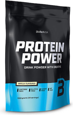 Biotech USA Protein Power With Creatine Χωρίς Γλουτένη & Λακτόζη με Γεύση Βανίλια 1kg