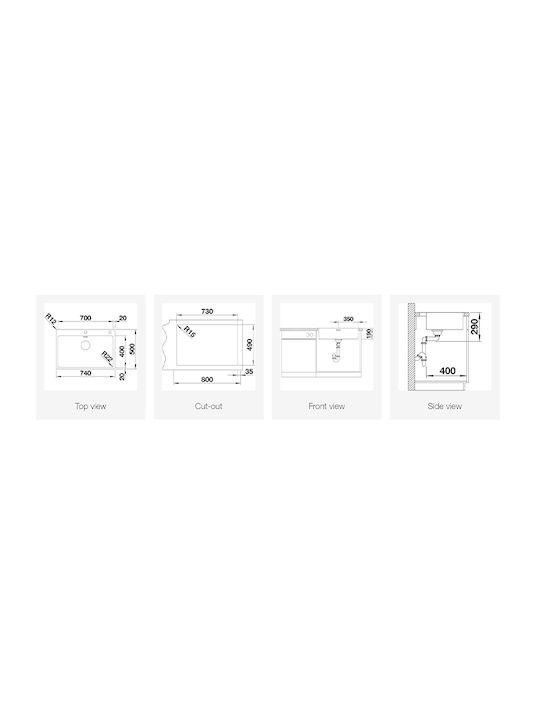 Blanco Andano 700-IF/A Ισόπεδος Νεροχύτης Inox Σατινέ Μ74xΠ50cm Ασημί