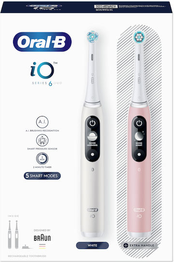 Oral-B iO Series 6 Elektrische Zahnbürste mit Drucksensor Pink Sand & Sand White