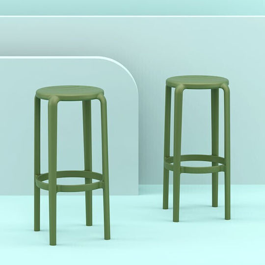 Stool for Bar Outdoor Tom Olive Green 36x36x75cm