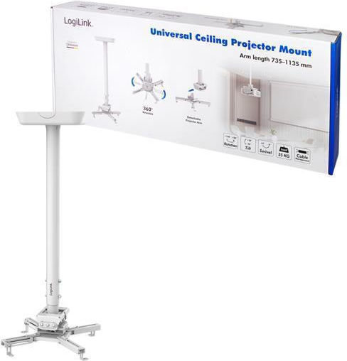 LogiLink Βάση Projector Οροφής με Μέγιστο Φορτίο 35kg Λευκή