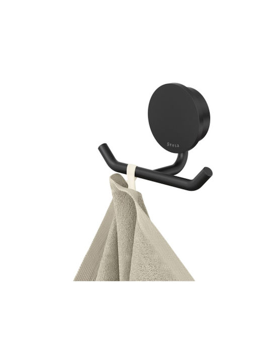Geesa Double Wall-Mounted Bathroom Hook ​4.6x4.6cm Black Brushed Pvd