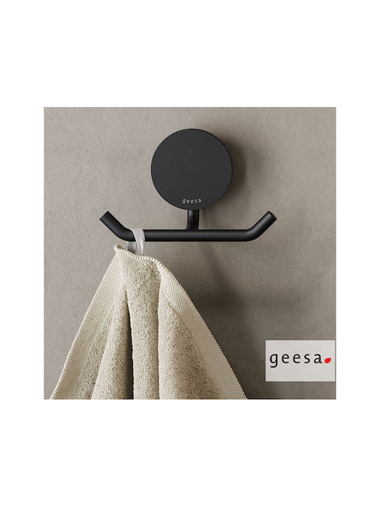 Geesa Double Wall-Mounted Bathroom Hook ​4.6x4.6cm Black Brushed Pvd